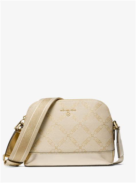 Jet Set Large Metallic Logo Jacquard Crossbody Bag 